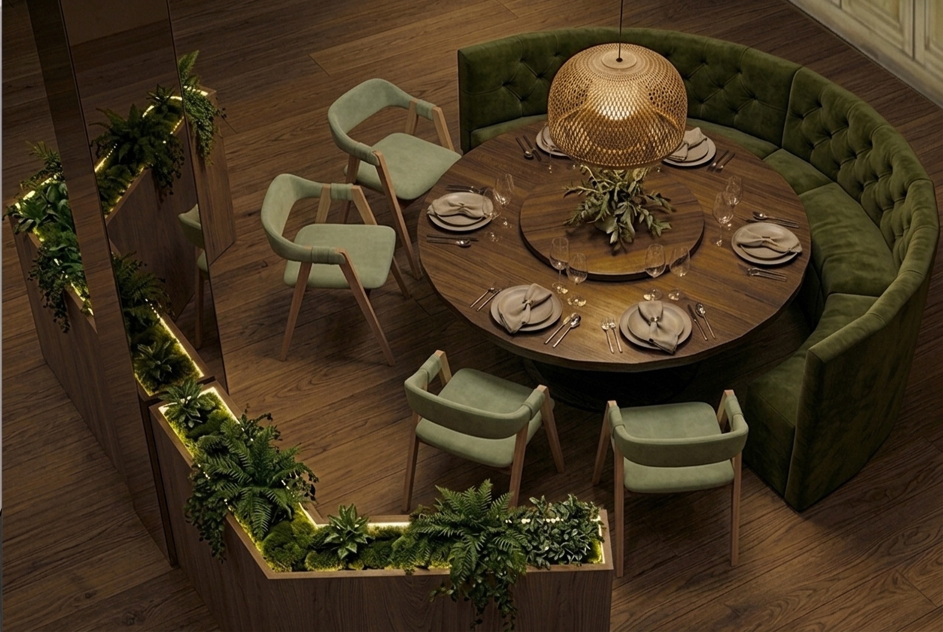 Ботанический ресторан — 05 round table top view