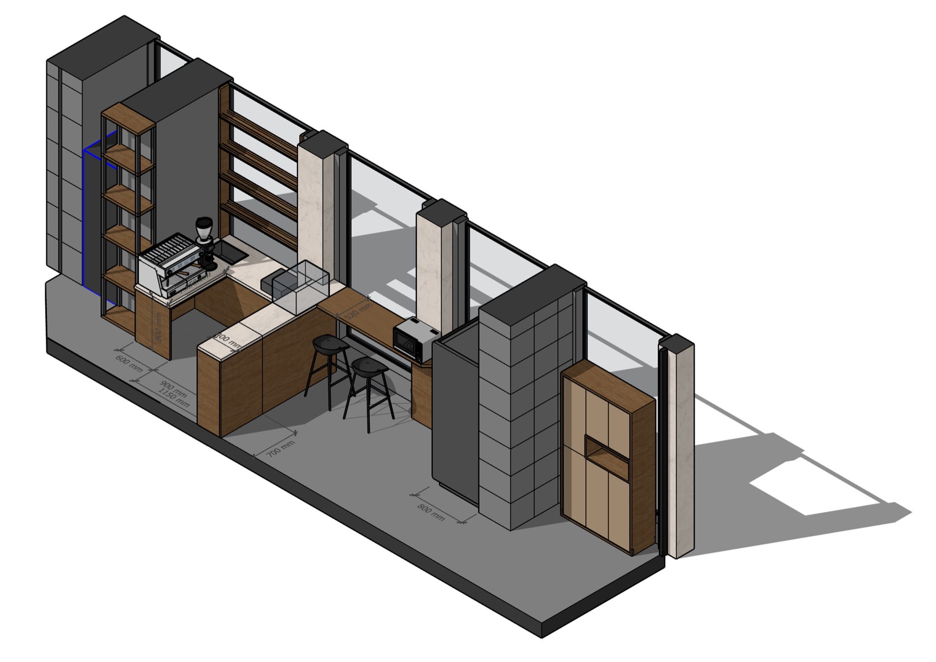Кафе — 06 axonometry front