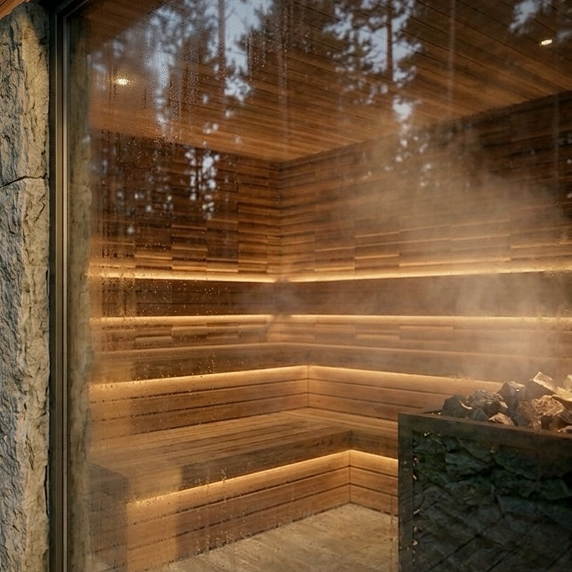 Компактная семейная баня — 04 sauna interior