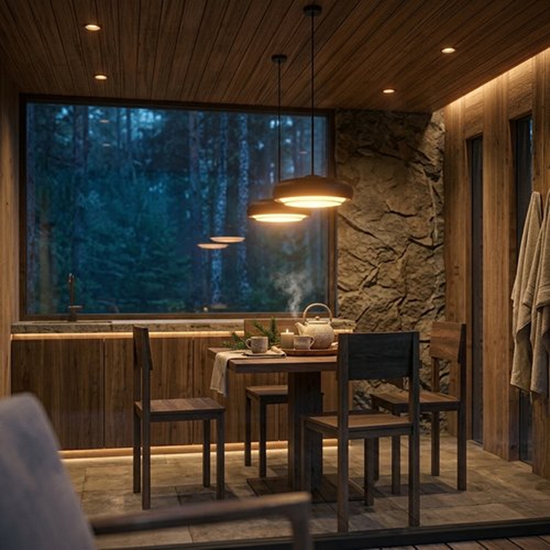 Компактная семейная баня — 06 lounge interior