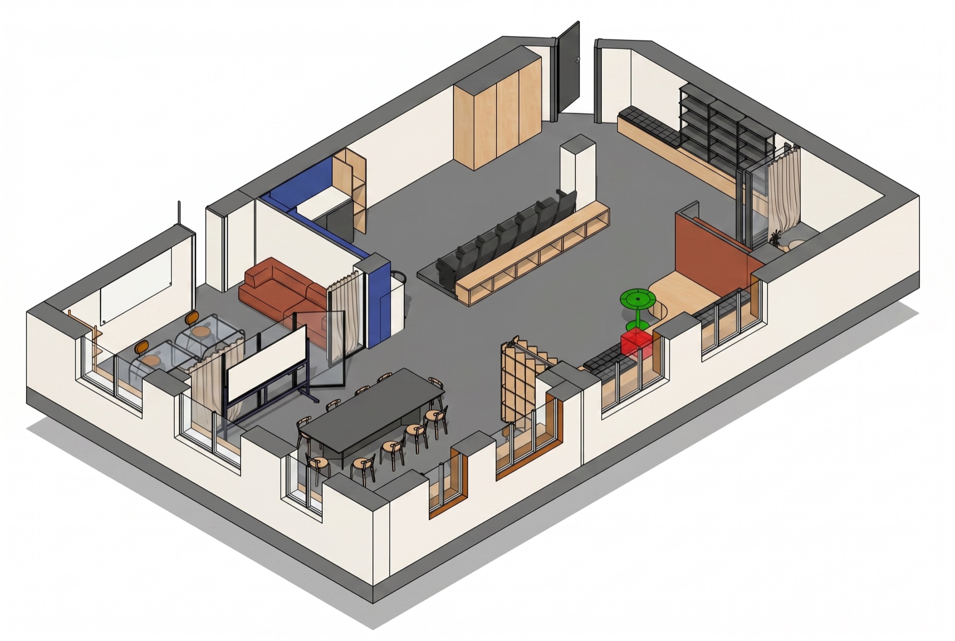 Штаб-квартира продакшн-студии — 03 office axonometry