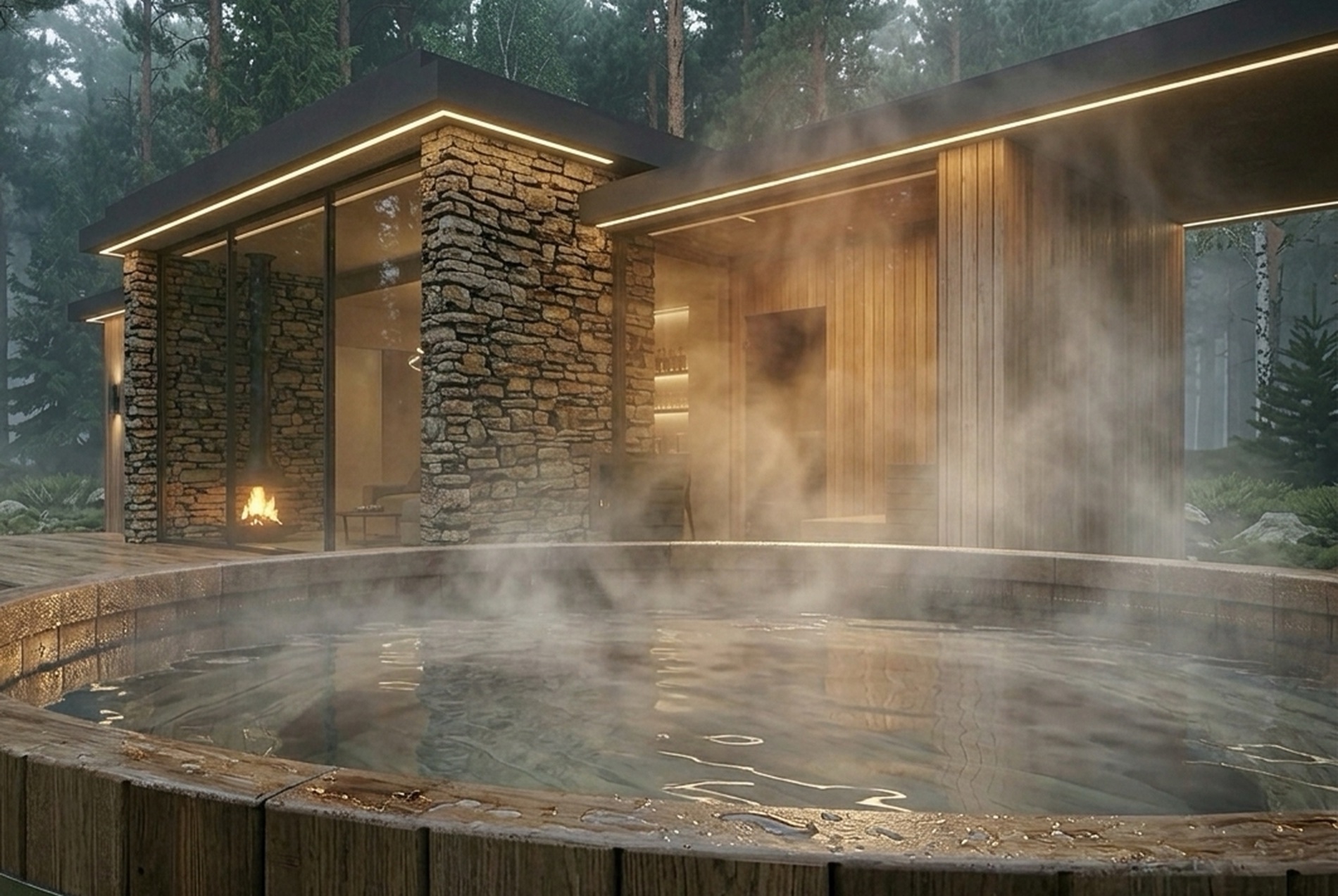 Банный дом для большой семьи — 06 spa pool exterior